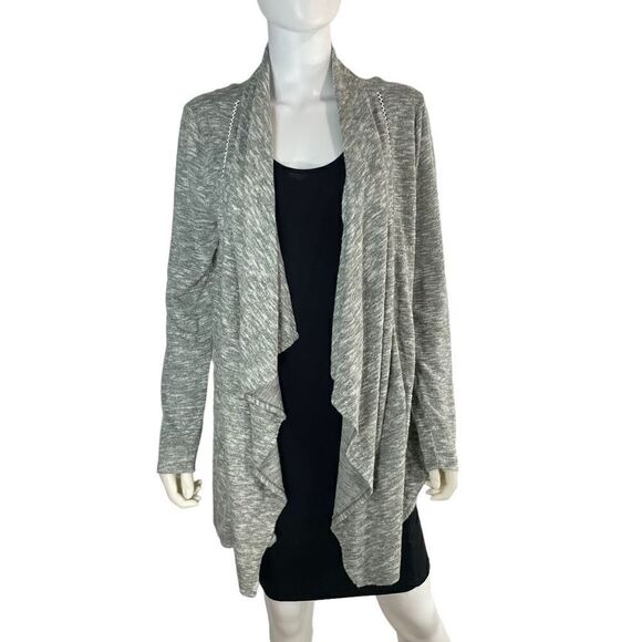 Verve Ami Women’s Medium Gray Open Front Tiered Cardigan Sweater Cape - Picture 1 of 7